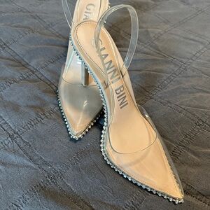 Gianni Bini Transparent Heels with Metallic Details